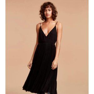 Aritzia Wilfred Beaune Dress Accordion Pleated Midi Wrap Dress, Size XS, Black